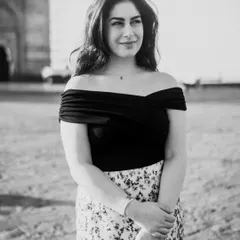 A classic black and white portrait. This timeless style focuses on expression and mood, offering a different feel from the color version.