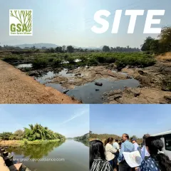 Site visits are vital to bridge the gap between design and execution. Here, our team is on site, analyzing the existing conditions of a river and surrounding land to gather insights that will inform a functional and contextually aligned master plan.