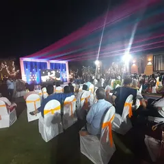 The audience and seating arrangement for an outdoor evening event at IIT Bombay. We ensure comfortable seating and clear sightlines for all guests.