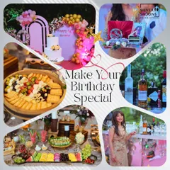 This collage celebrates a special 50th birthday party we catered. It highlights our grazing board, bar setup, and the overall festive decor, showing how we contribute to making birthdays special.