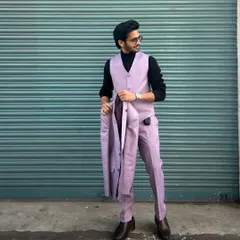 This suit looks great even with the jacket off, showing the versatility of a three-piece set.