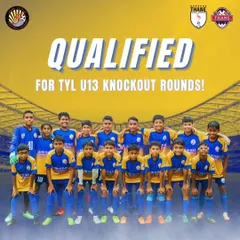 Qualified! Announcing our Under-13 team's progression to the knockout rounds of the Thane Youth League.