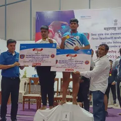 Our wrestler standing tall on the number one spot on the podium. Receiving a gold medal and certificate is a reward for the countless hours of dedication in the talim.