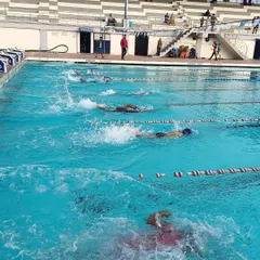 The water churns as my swimmers race during a time trial. These sessions are crucial for tracking progress and getting comfortable with swimming at maximum effort.