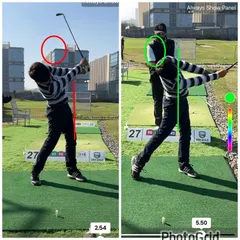 Here you can see the follow-through of the swing overhaul. The 'after' image shows a much more connected and powerful position post-impact, a direct result of improving the center of pressure and center of mass relationship in the swing.