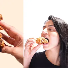 A lifestyle shot that connects the product with the feeling of enjoyment. Capturing the moment someone is about to take a bite of a delicious cookie makes it instantly more relatable and desirable.