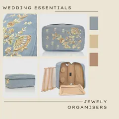 My velvet jewellery organiser, shown here in a sophisticated powder blue. The golden butterfly and floral embroidery adds a touch of nature-inspired elegance, making it a beautiful and practical gift.