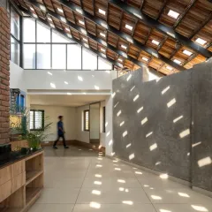 For me, light is a building material. In this co-living space, I used a Mangalore clay tile roof with glass inserts to dapple the interiors with sunlight, creating an energetic and uplifting atmosphere while connecting to vernacular traditions.