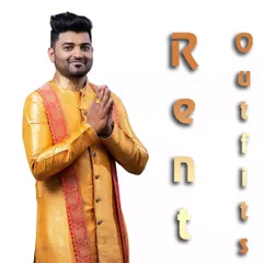 A classic yellow silk kurta with a red embroidered stole. This is a versatile rental piece for any festive occasion or puja.