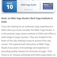 We are thrilled to be ranked as one of the best yoga institutes in Delhi. Our focus has always been on providing expert instruction in a welcoming environment for all levels of yogis.