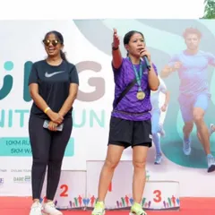 I bring star power to elevate your event. Here, legendary boxer and Olympian Mary Kom addresses the crowd at the UKG Unity Run, inspiring participants and adding a layer of prestige to the corporate wellness initiative.