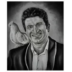 The full view of my tribute portrait to Puneeth Rajkumar. The artwork, which includes the title 'Karnataka Ratna', is a popular piece I've created to honor his memory.