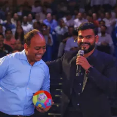 The best moments are unscripted. Bringing this gentleman from the audience for an interactive mind reading game created a shared experience of laughter and amazement for the entire auditorium. This is how we make large corporate gatherings feel personal and connected.