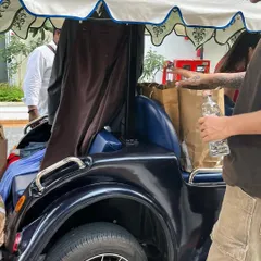 The reality of a stylist's life on set! Here's a look at my mobile wardrobe setup in a golf cart, making sure every outfit is ready for the next shot.