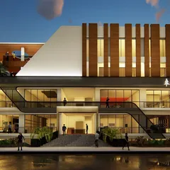 An identical render to the previous one, included for gallery completeness. This design emphasizes transparency and human scale in a commercial setting.