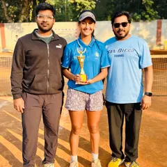 Another international achievement for our academy. Here is Manvi Rathi, the Asian Under-16 girls' doubles runner-up, pictured with our coaching staff. Her performance highlights our strength in preparing players for high-stakes doubles matches.