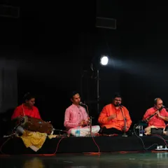 The musicians who accompanied my students for their "Rangaabhivandane." Their contribution is essential, providing the soul and rhythm for the dancers to follow.