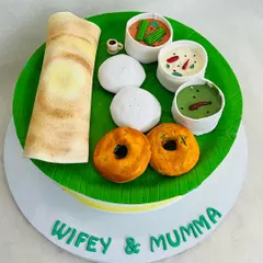 This South Indian breakfast cake was a special order for a "Wifey & Mumma". Personalizing my creations to celebrate the important people in your life is what makes my job so meaningful.