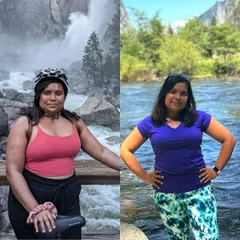 Another look at Madhura's progress. We never used a strict meal plan. Instead, she learned about nutrition tracking and portion sizing, which gave her the flexibility to enjoy food while traveling and still see results.
