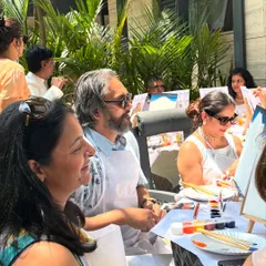 A beautiful day for some outdoor painting with a private group. I can set up a workshop almost anywhere in Bangalore to make your event special.