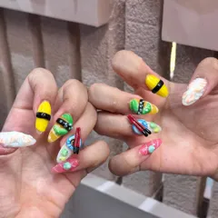 Another angle of the playful and unique sushi nail extensions. This kind of custom 3D work is our specialty and we love bringing your fun ideas to life.