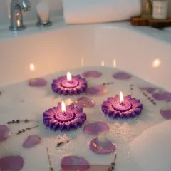 Create a relaxing bath experience with my floating sunflower candles. Scented with lavender, they turn any bath into a luxurious floral soak.
