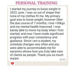This client, a student with a hectic schedule, shares how personalized training helped her lose over 30 kgs and improve her mental health. Her story shows that with the right guidance, a busy life doesn't have to be a barrier to fitness.