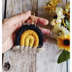 A cute little macrame rainbow keychain that can also be used as a bag charm. This is a perfect little accessory for a boho lover and makes a great bridesmaid or return gift.