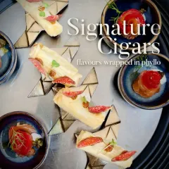 Our signature phyllo cigars are a testament to versatility. This delicate pastry is the perfect canvas for a world of flavors, from savory lamb to sweet guava compote.