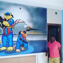 A full-wall mural featuring classic cartoon characters. We can recreate any character with precision to bring a nostalgic and fun theme to a room.