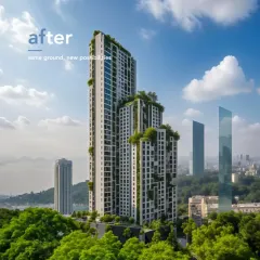 A vision for the future of urban living with the proposed redevelopment of Girgaum Ekata CHS. Our design transforms dense, low-rise structures into modern, high-quality housing with integrated green terraces and enhanced community amenities.