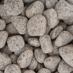 A close-up of my unpolished white granite pebbles. These are great for pathways, borders, or as a mulch alternative.