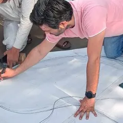 Another shot of the initial drawing process for the custom center table. This hands-on approach ensures every detail is perfect, from the initial concept to the finished piece.