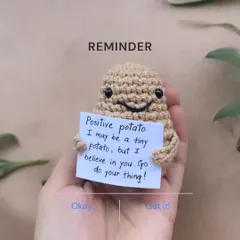 This is my 'Positive Potato,' a small but mighty reminder that you can do anything. Each one comes with a customizable motivational message, making it the perfect desk buddy or a thoughtful gift to lift someone's spirits.