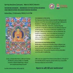 A student led session for reading the Diamond Cutter Sutra, a profound Mahayana teaching that cuts through illusion to reveal the boundless nature of reality. The session includes meditation on Shakyamuni Buddha.