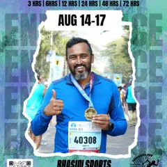 That finisher feeling! A happy runner shows off his hard-earned medal after completing his challenge at the Bengaluru Endurance Run.