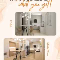From digital concept to a real, functional kitchen. This comparison shows how we brought the open-plan kitchen and dining area to life, staying true to the original design.