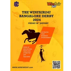 A promotional poster for the Winfair247 Bangalore Derby, showcasing how we feature our title sponsor across event materials for maximum visibility.
