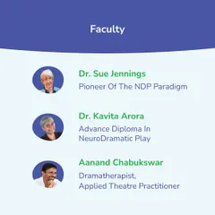 Meet the expert faculty for our Neuro-Dramatic-Play courses. The program is led by NDP pioneer Dr. Sue Jennings, our co-founder Dr. Kavita Arora, and dramatherapist Aanand Chabukswar.