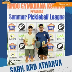 Celebrating the winners of Pune's Biggest Summer Pickleball League. Sahil and Atharva, our Open Doubles Winners, showcase the competitive spirit of our pickleball community.
