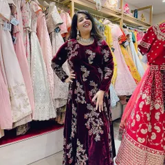 All smiles in this gorgeous velvet gown. Renting allows you to try bold and beautiful styles without any commitment.