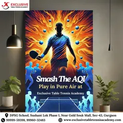 Train in a clean and healthy environment. This creative graphic emphasizes our indoor, air purified facility, allowing you to "Smash The AQI" and focus purely on your game.
