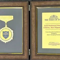 The framed award and medal from the Times of India. This recognition reflects the hard work and dedication of our entire team.