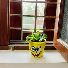 I gave a plain white plant pot a fun makeover by painting Spongebob on it. I can paint your favorite cartoon character on a pot for your indoor plants.