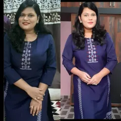 This before and after photo shows Harshada's progress over five months. By combining a healthy diet with regular exercise, she not only lost weight but also gained confidence and energy.