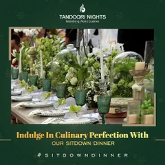 A beautiful sit-down dinner setup where elegance is paramount. From the floral arrangements to the fine china and glassware, every element is curated to create a sophisticated and intimate dining experience.