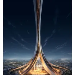 The Meta Tower is the central beacon of my "Vegas Meets the World" metaverse concept. It rises as a glowing spire, with interwoven lines symbolizing the connection of global cultures, creating a landmark for a new digital world.