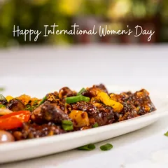 Happy International Women's Day! We celebrate by offering special discounts and delicious food, like this flavorful chili paneer dish, to make the day extra special for all women.