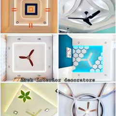 This set of images shows how beautifully a fan can be integrated into various ceiling designs, from simple to complex.