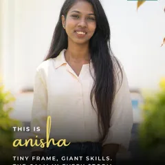 This is Anisha. She has a tiny frame but giant skills. I call her the calm in every storm.